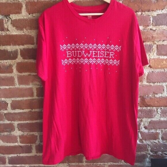 Budweiser Holiday Christmas Tee Men's XL - Picture 1 of 4